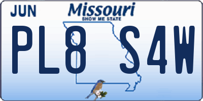 MO license plate PL8S4W