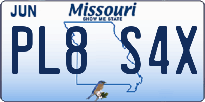 MO license plate PL8S4X