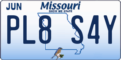 MO license plate PL8S4Y