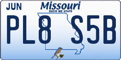 MO license plate PL8S5B