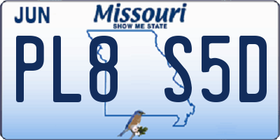 MO license plate PL8S5D
