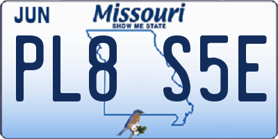 MO license plate PL8S5E