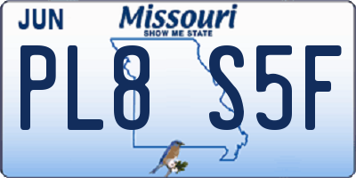 MO license plate PL8S5F
