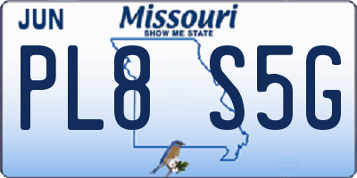 MO license plate PL8S5G