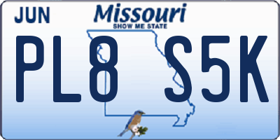 MO license plate PL8S5K