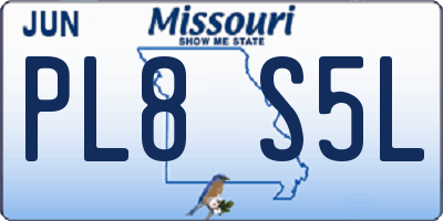 MO license plate PL8S5L
