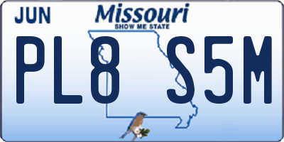 MO license plate PL8S5M