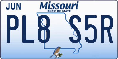 MO license plate PL8S5R