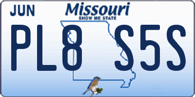 MO license plate PL8S5S