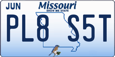 MO license plate PL8S5T