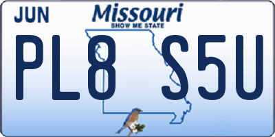 MO license plate PL8S5U