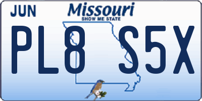 MO license plate PL8S5X