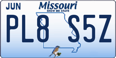 MO license plate PL8S5Z