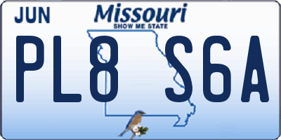 MO license plate PL8S6A