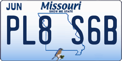 MO license plate PL8S6B