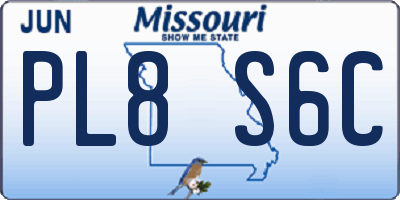 MO license plate PL8S6C