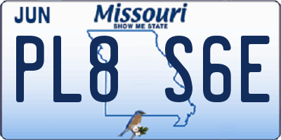 MO license plate PL8S6E