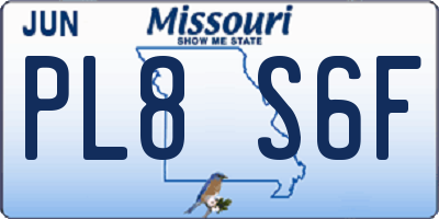 MO license plate PL8S6F