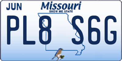 MO license plate PL8S6G