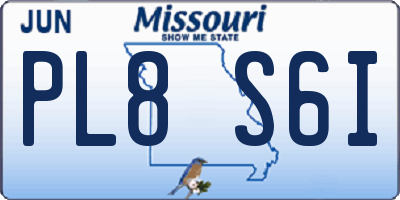MO license plate PL8S6I