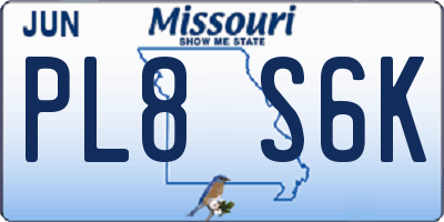 MO license plate PL8S6K