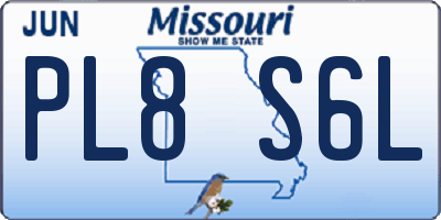 MO license plate PL8S6L
