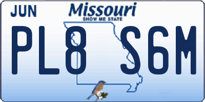 MO license plate PL8S6M