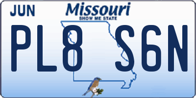 MO license plate PL8S6N
