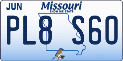 MO license plate PL8S6O