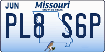 MO license plate PL8S6P
