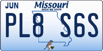 MO license plate PL8S6S