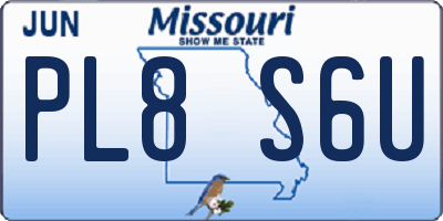 MO license plate PL8S6U
