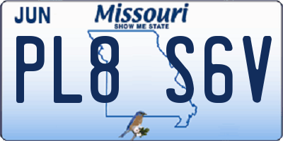 MO license plate PL8S6V