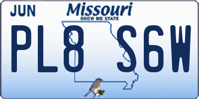 MO license plate PL8S6W