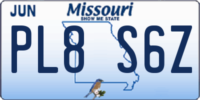 MO license plate PL8S6Z