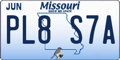 MO license plate PL8S7A