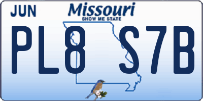 MO license plate PL8S7B