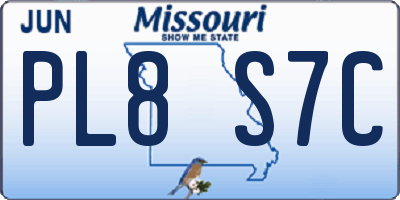 MO license plate PL8S7C