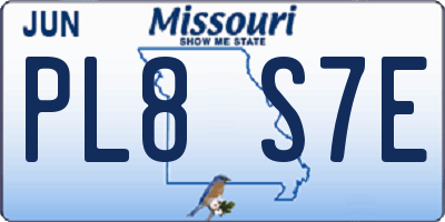 MO license plate PL8S7E
