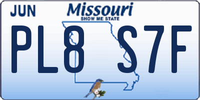 MO license plate PL8S7F