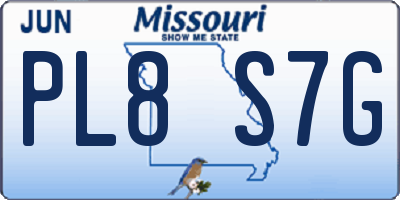 MO license plate PL8S7G