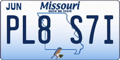 MO license plate PL8S7I