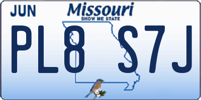 MO license plate PL8S7J