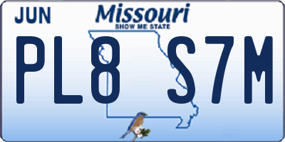 MO license plate PL8S7M