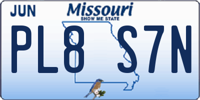 MO license plate PL8S7N