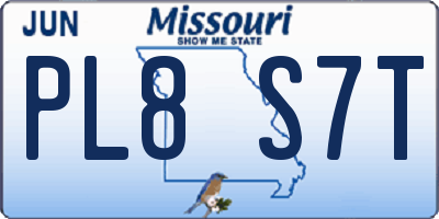 MO license plate PL8S7T