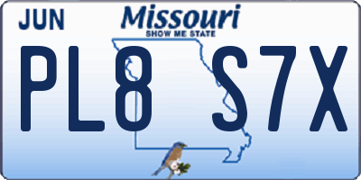 MO license plate PL8S7X
