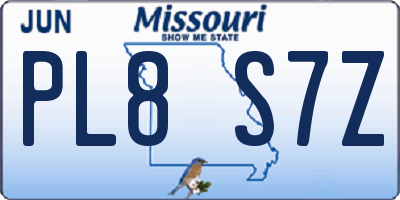 MO license plate PL8S7Z