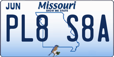 MO license plate PL8S8A