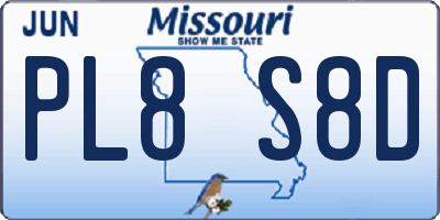 MO license plate PL8S8D